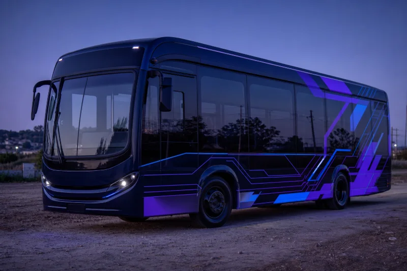 Visualização conceitual do ônibus do Nexo Comunidades